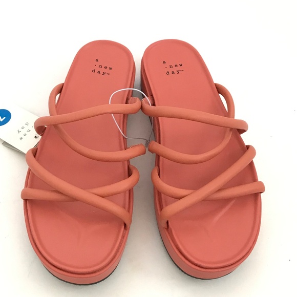 A NEW DAY Platform Heel Sandals Dory Strappy Sandals Orange Women’s Size 7 - Picture 2 of 16